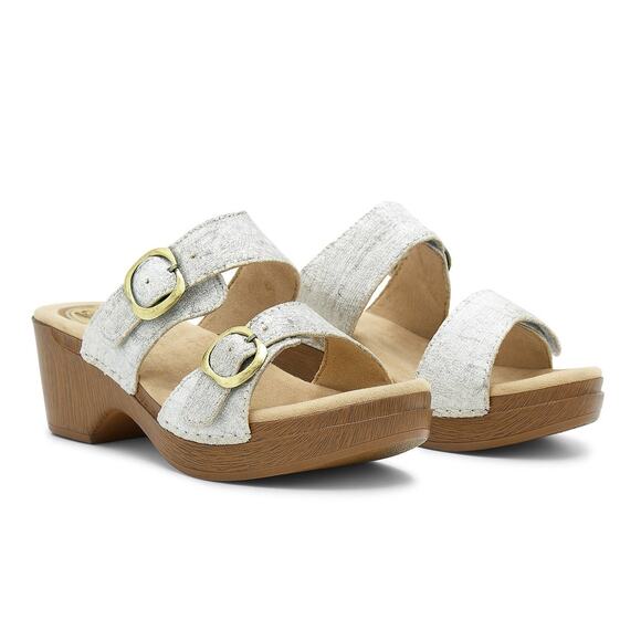 Dansko Sophie White Distressed Leather Sandals - Picture 1 of 12